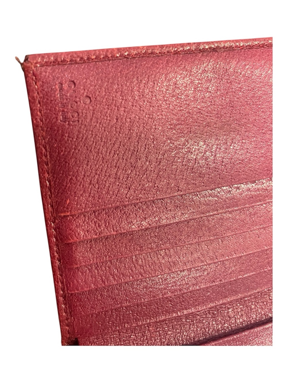 Gucci Vintage GG Canvas Horsebit Ring Trifold Wallet Burgundy Red - Picture 8 of 11